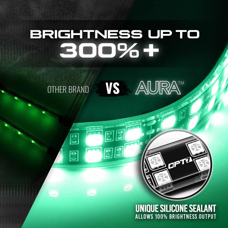 OPT7 Aura Double Row Car LED Lights Interior with Wireless Remote Control, Multicolor Mode, Sound Active Function Inside Ambient Lighting Kit, Footwell Floor Decor, Charger Adapter 12V, 4pc - Image 2